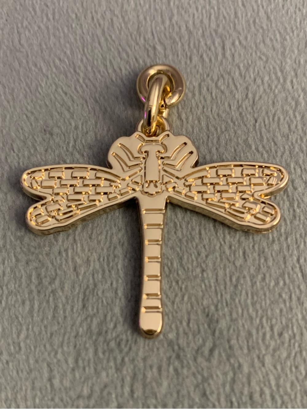 Upcycled Gold Dragonfly Pendant Charm